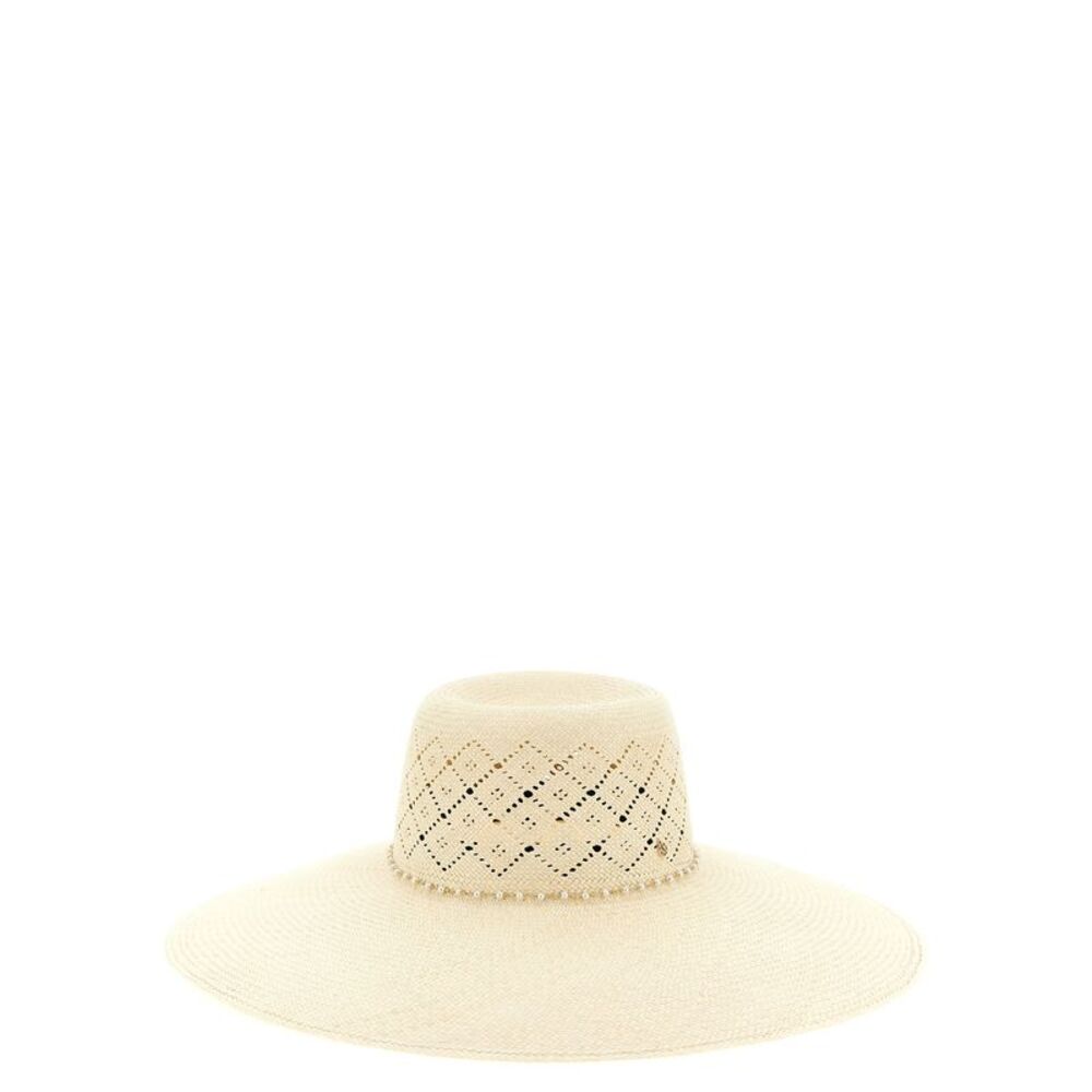 Maison Michel Beige Fabric Women's Sunhat